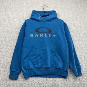 Vintage Y2K Oakley Men’s Blue Center Logo Hoodie Retro Streetwear Read